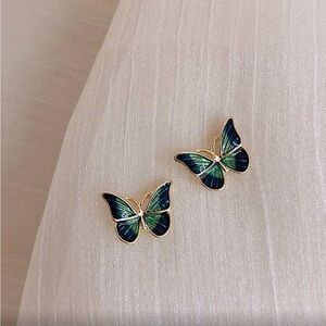 Blue and Green Butterfly Earrings